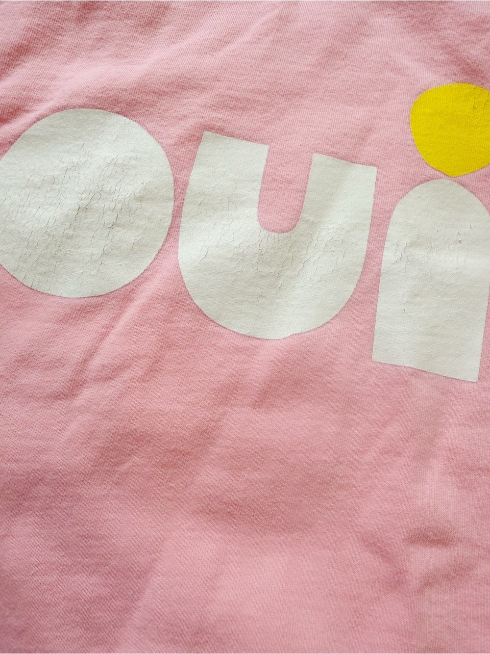 Clare V. OUI Sweatshirt in Rose Pink White Yellow 100% Cotton size Small - Picture 10 of 10